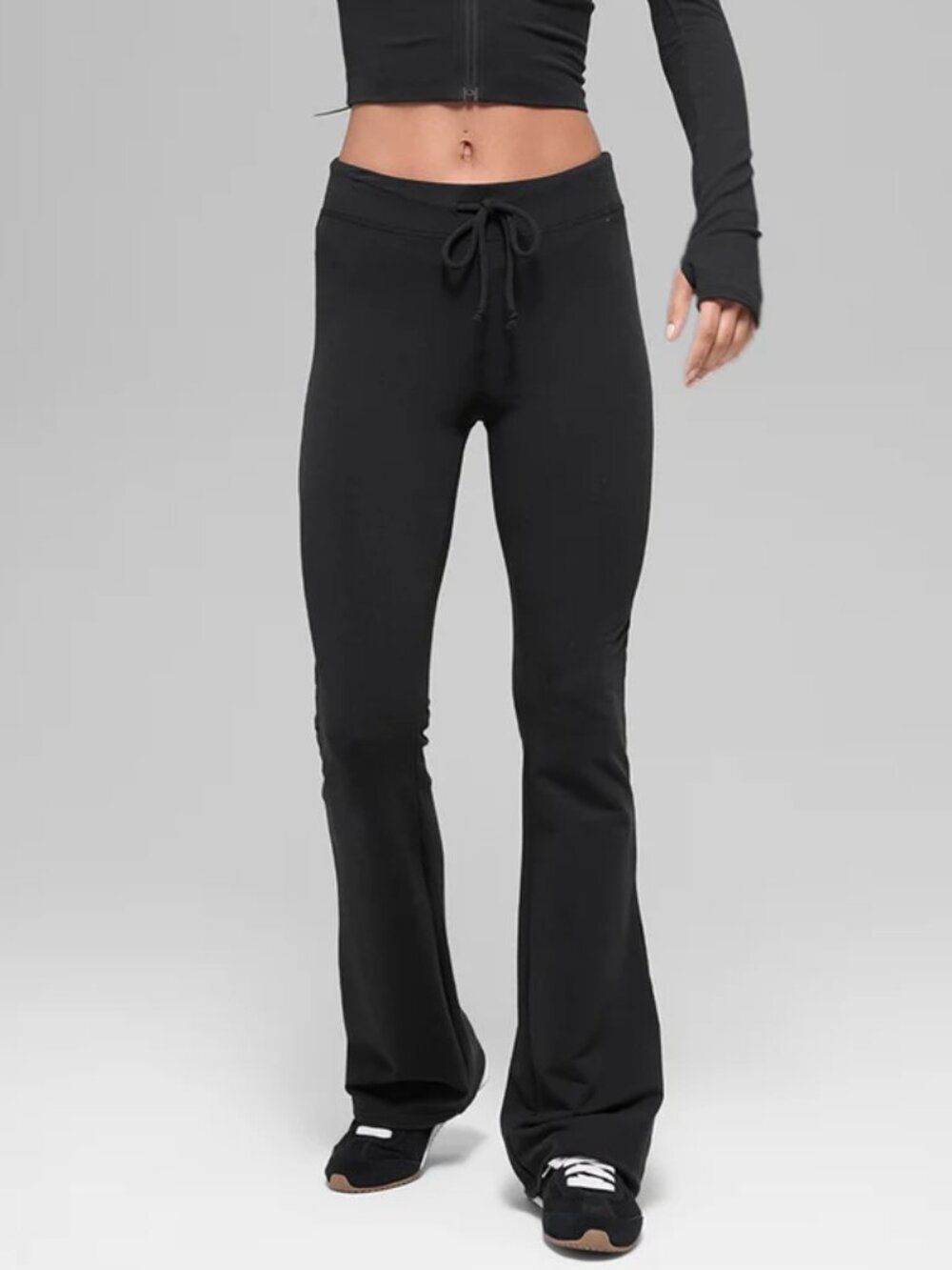 Women's Alo Sway Bootcut Sweatpant Black Leg lengthening casual flared pants🌙 - Picture 10 of 11